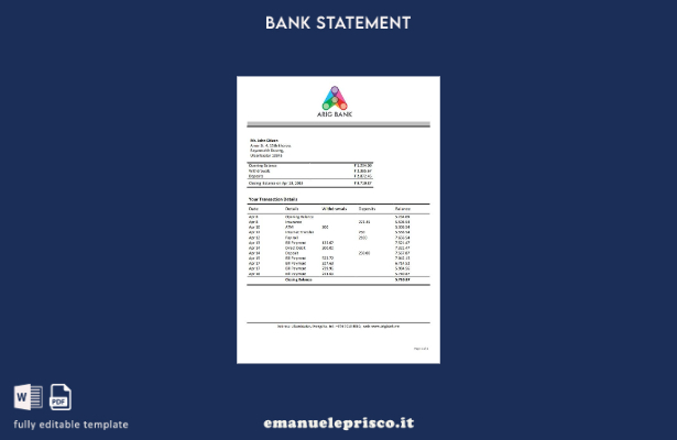 modello di parola di estratto conto bancario Mongolia Arig stile verificato